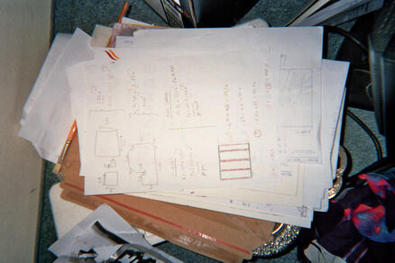 Plans for the wooden frames showing the deign and measurements.